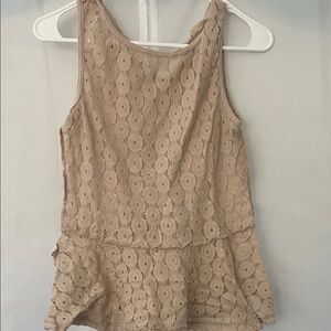Elegant Lace Sleeveless Top - Tan